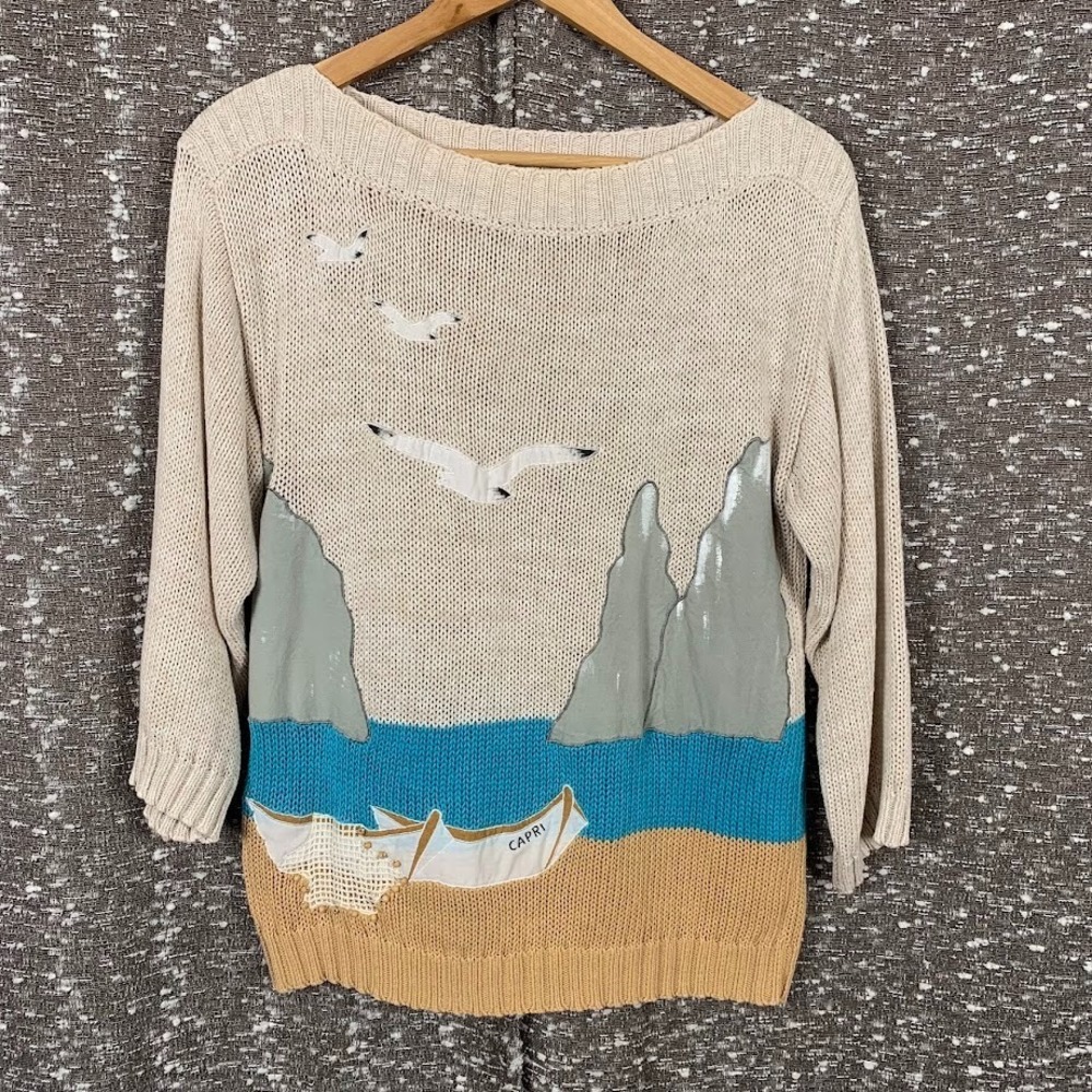 Vintage IB Diffusion Knit Travel Beach‎ Boat Pullover Sweater Women's Small